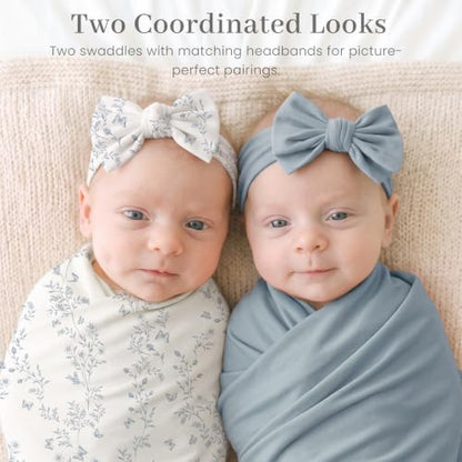 Baby Swaddle Blanket 2-Pack 41x41 Inches Soft Stretch Receiving Blankets