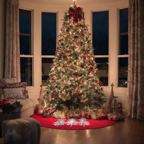 Allwind 36 Inch Red Christmas Tree Skirt Faux Fur Holiday Decor for 4-6Ft Tree