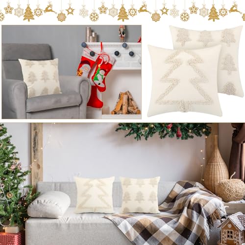 Christmas Pillow Covers 18x18 Set of 2 Beveeer Boho Tree Design