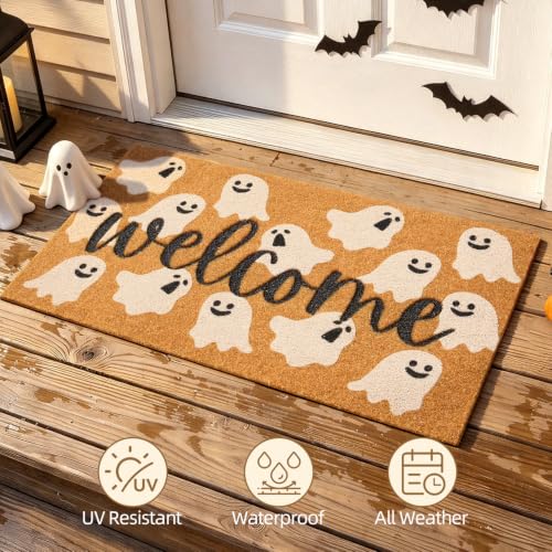 Halloween Ghost Door Mat - 24 x 36 Inch Welcome Mat for Outdoor Entrance