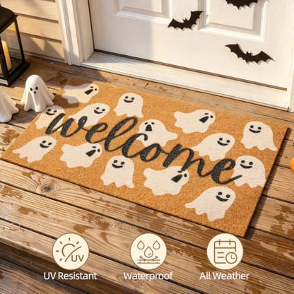 Halloween Ghost Door Mat - 24 x 36 Inch Welcome Mat for Outdoor Entrance