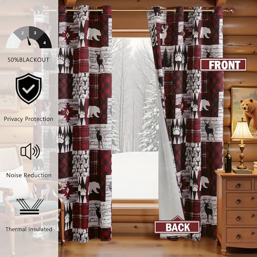 Red Rustic Christmas Curtains for Living Room Bedroom, 52W x 63L, Set of 2 - Variation of THIS listing