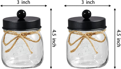 SheeChung Qtip Holders - Stylish Black Bathroom Decor for Cotton Swabs & Accessories | 2 Pack