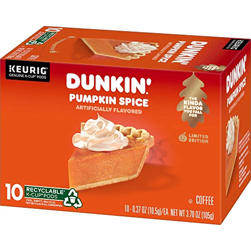 Dunkin' Pumpkin Spice Flavored Coffee, 10 Keurig K-Cup Pods