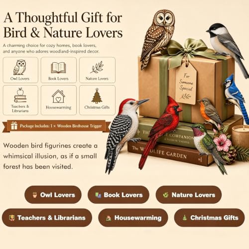 Wooden Bird Door Topper Decor - Owl Shape Corner Statue