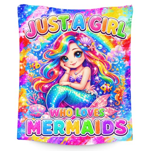 Blue Mermaid Blanket for Girls 50x60 Fuzzy Throw Cozy Kids Gift