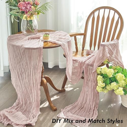 Dusty Pink Cheesecloth Table Runner 10ft Pack for Fall Birthday Party Home Decor