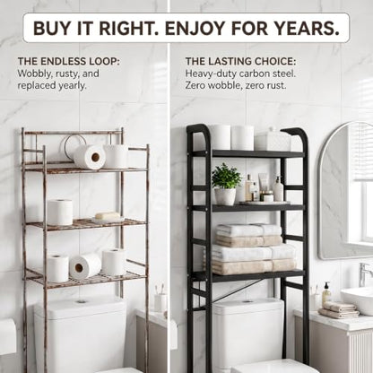 Over The Toilet Storage Rack Black Bathroom Organizer Space Saver