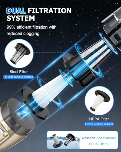 Cordless Handheld Car Vacuum Cleaner with Powerful 16KPA Suction & Accessories