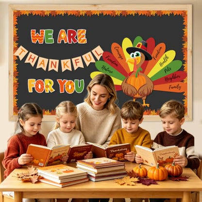 Brown 43pcs Thanksgiving Bulletin Board Decorations Fall Classroom Decor