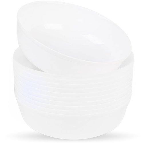 Blue Sky Edge White Bowls - 16 oz (10 Count) Disposable Round Plastic Bowls for Parties, Events & Special Occasions