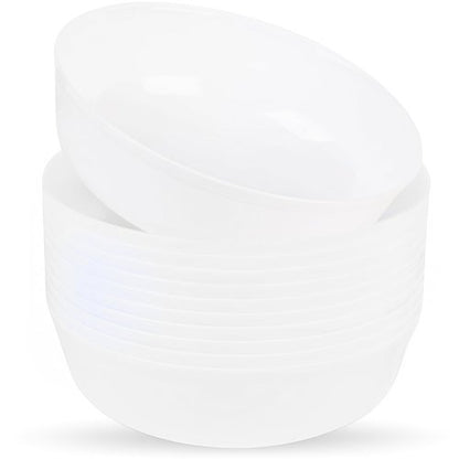 Blue Sky Edge White Bowls - 16 oz (10 Count) Disposable Round Plastic Bowls for Parties, Events & Special Occasions