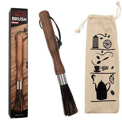 WYBG Coffee Grinder Brush, Coffee Machine Cleaning Brush, Espresso Machine Cleaner, Espresso Maker Cleaner Tool with Storage Bag, Wooden Handle