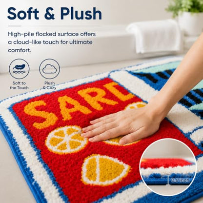 Fish Bath Mat 21x29 Inches - Fish-Shaped Non-Slip Absorbent Rug, Kids Bathroom Decor