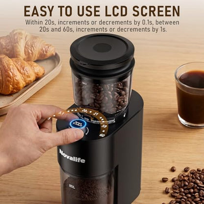 Novalife Black Electric Coffee Grinder with 38 Settings & Timer