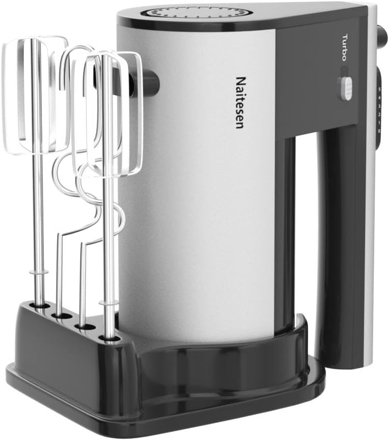 Skiennix 600W Electric Hand Mixer - 10 Speed Powerful Kitchen Mixer with Turbo | Lightweight, Includes Beaters & Dough Hooks
