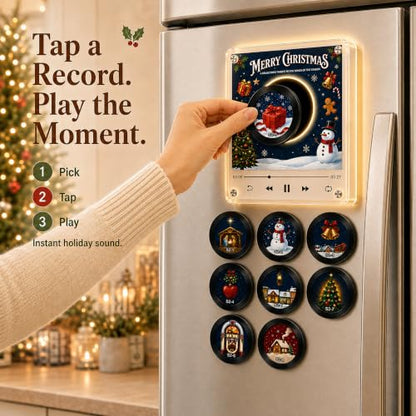 Christmas Mini Vinyl Record Music Player with Fridge Magnets - Classic Christmas
