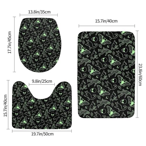 Microfiber Flannel Bath Mat Set 3-Piece Bathroom Rug Toilet Seat Cover Tub Mat
