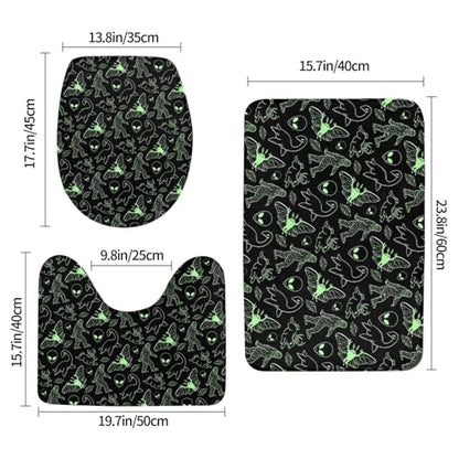 Microfiber Flannel Bath Mat Set 3-Piece Bathroom Rug Toilet Seat Cover Tub Mat