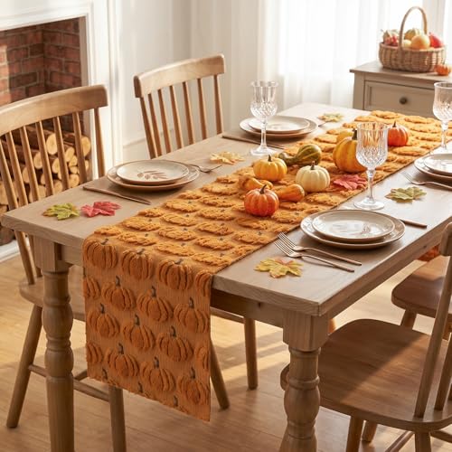Caramel Faux Fur Fall Table Runner 13x72 Inch - Soft Polyester Decor