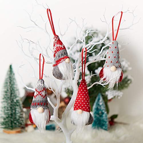 Christmas Gnome Ornaments Set - Felt & Knitted Holiday Tree Decorations