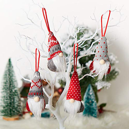 Christmas Gnome Ornaments Set - Felt & Knitted Holiday Tree Decorations