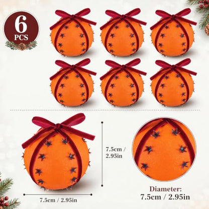 6 Pcs Clove Orange Pomanders for Holiday Decor - Christmas Vase Fillers