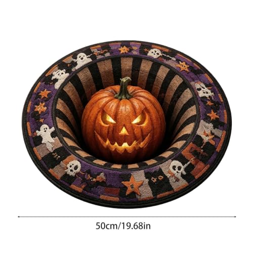 Halloween 3D Optical Illusion Rug Ghost Skeleton Pumpkin Decor - Variation F