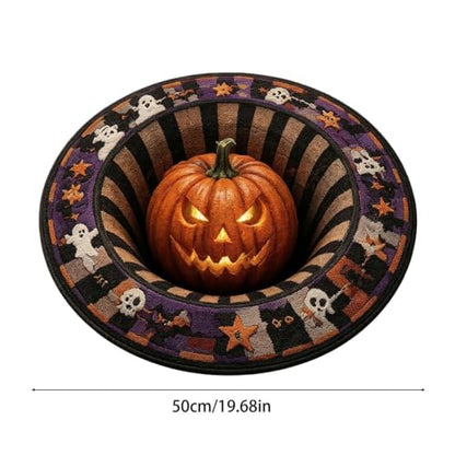 Halloween 3D Optical Illusion Rug Ghost Skeleton Pumpkin Decor - Variation F