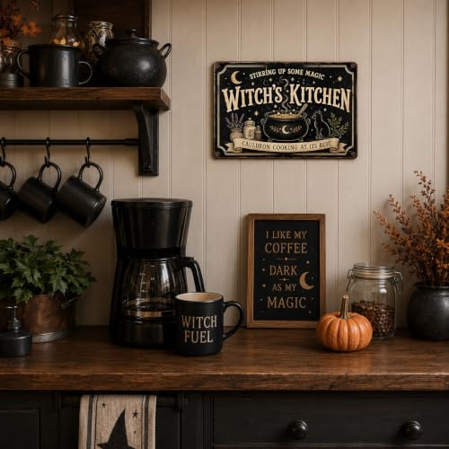 Halloween Metal Art Sign Witch's Kitchen Cauldron Cooking Decor 8x12 Inches - Witch's Magic Theme Wall Art