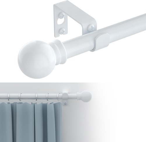 GXOACKJ Decorative Curtain Rods - Heavy Duty Metal, 28-78 Inch, White Finish with Brackets