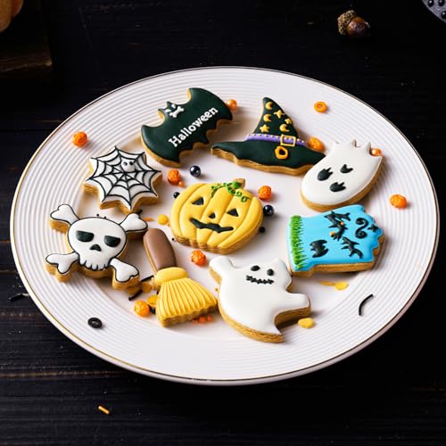 Halloween Cookie Cutters Set - Stainless Steel Shapes with Comfort Grips, 2-3 Inches
