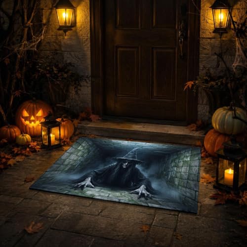 Halloween 3D Ghost Rug - Novelty Optical Illusion Floor Mat with Depth Pattern 47.2x31.5in