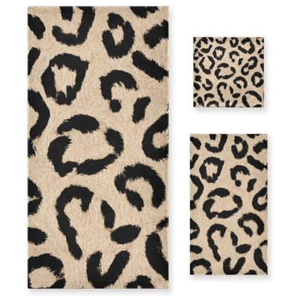 ALAZA Beige Leopard Spots Towel Set - 3 Piece Bathroom Linen Multi13
