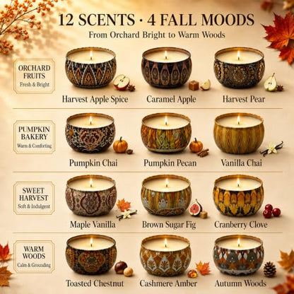 Fall Scented Candle Gift Set - 12 Soy Candles with Autumn Fragrances, 2.5 oz Each - Fall Candles Variation of THIS listing