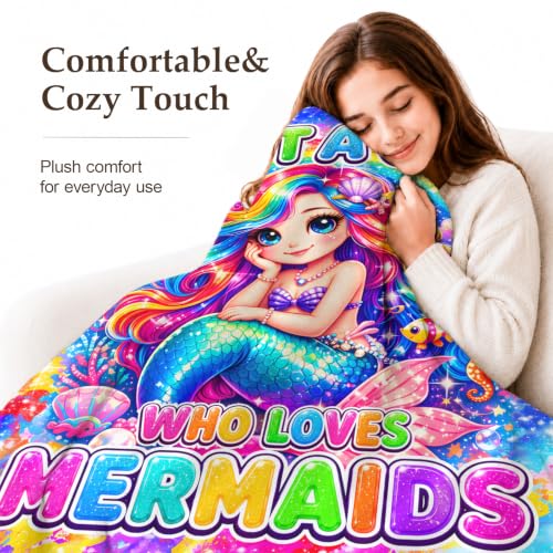 Blue Mermaid Blanket for Girls 50x60 Fuzzy Throw Cozy Kids Gift