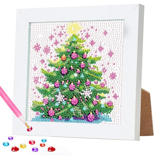 Diamond Art Kit with Frame - Christmas Tree Diamond Painting for Adults & Beginners