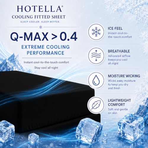 Black Queen Size Cooling Fitted Sheet Deep 14 Inch Ice Silk Bed Sheet