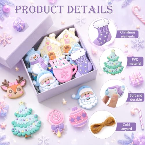 Lunmon 24 Pack Pastel Christmas Ornaments PVC Holiday Tree Decorations