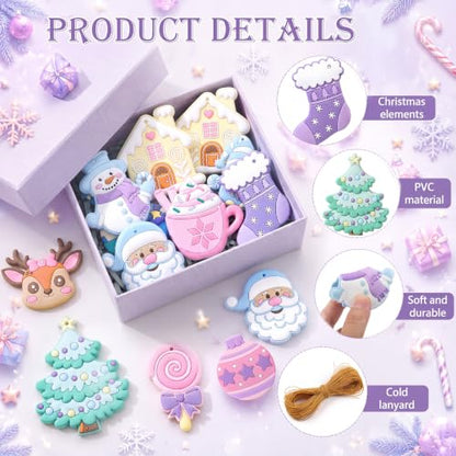 Lunmon 24 Pack Pastel Christmas Ornaments PVC Holiday Tree Decorations