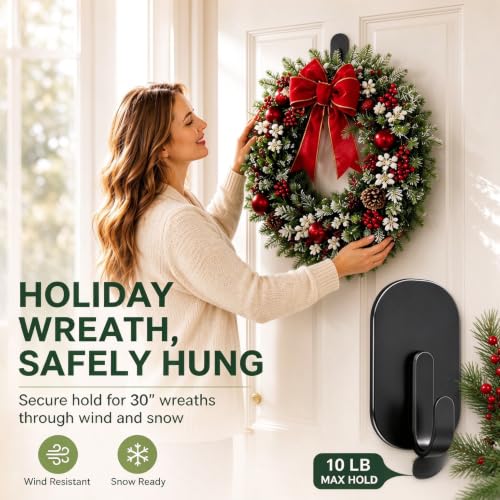 Magnetic Wreath Hanger for Front Door & Metal Surfaces, Heavy Duty Set