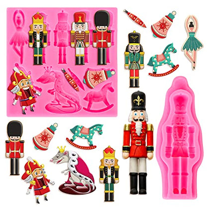 Christmas Nutcracker & Horse Silicone Mold 2-Piece Fondant & Candy Decoration