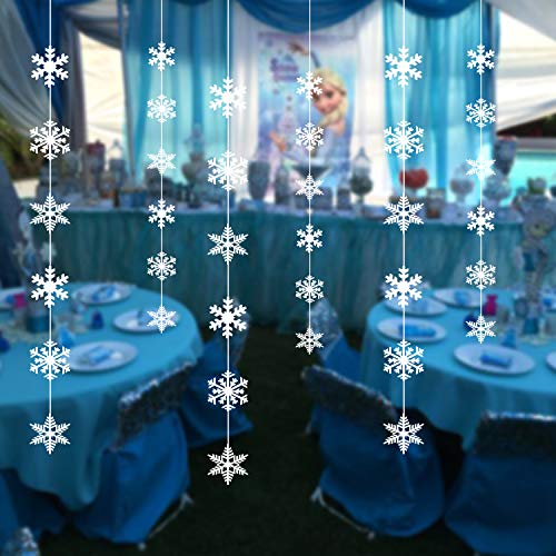 Snowflake Garland Decorations for Winter & Christmas Party Supplies, 12 Pack