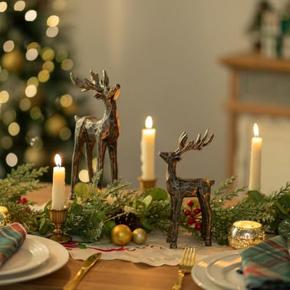 Set of 2 Reindeer Christmas Decorations Indoor Table Centerpieces