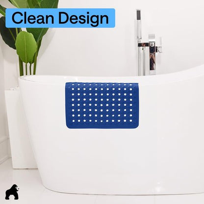 GORILLA GRIP Patented Square Shower Stall Mat, Small Bathtub Floor Mats for Stand Up Showers, Suction Cups, Drain Holes, Machine Wash, Soft on Feet, Bathroom Accessories 21x21 Inch, Royal Blue Opaque