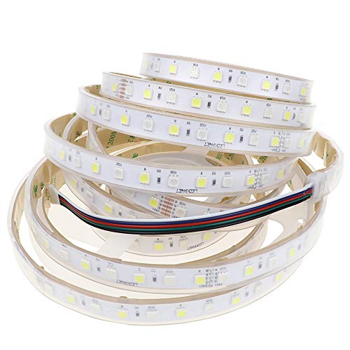 IP67 Waterproof RGB+Cold White LED Strip Lights 16.4ft 6000K-6500K DC 24V - RGBW