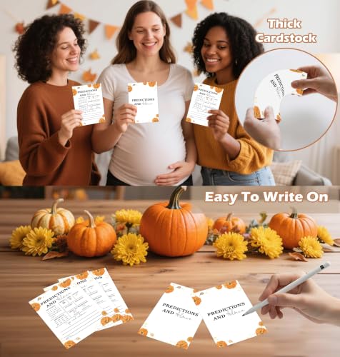 Little Pumpkin Baby Shower Games - Fall Predictions & Advice Game 7x5 Inches - 18 Cards - Fall Variations