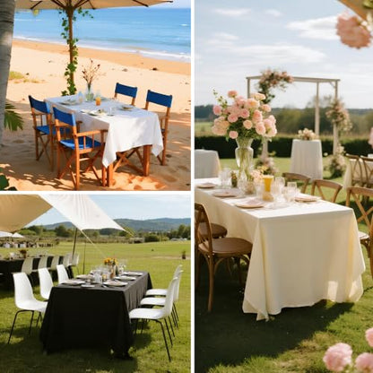 White 6 Pack 60 x 102 Inch Rectangular Tablecloth - Wrinkle & Stain Resistant Polyester, Washable Dining Cover for Parties & Camping Variation of THIS listing