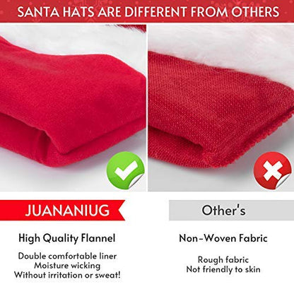 Christmas Santa Hat for Adults and Kids - Thick Classic Festive Holiday Party Hat - Red, One Size