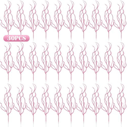 Pink Glitter Christmas Tree Picks Set - 30 Pieces, 13.7 x 2.7 Inches